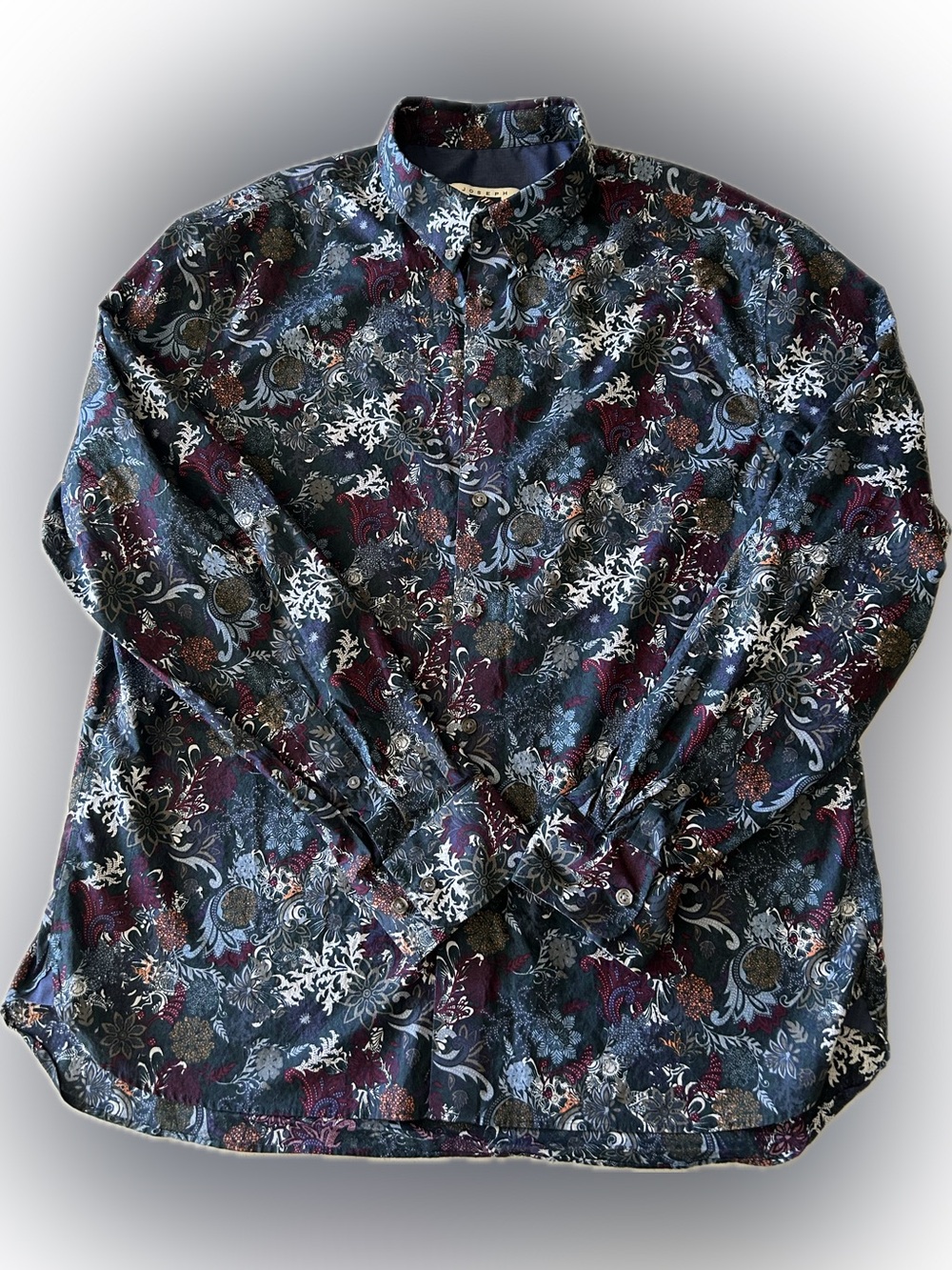 Joseph Abboud Navy, Burgundy & White Paisley Button-Up Shirt